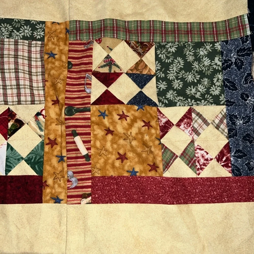 Unfinished quilt top Christmas themed 29” x 34”